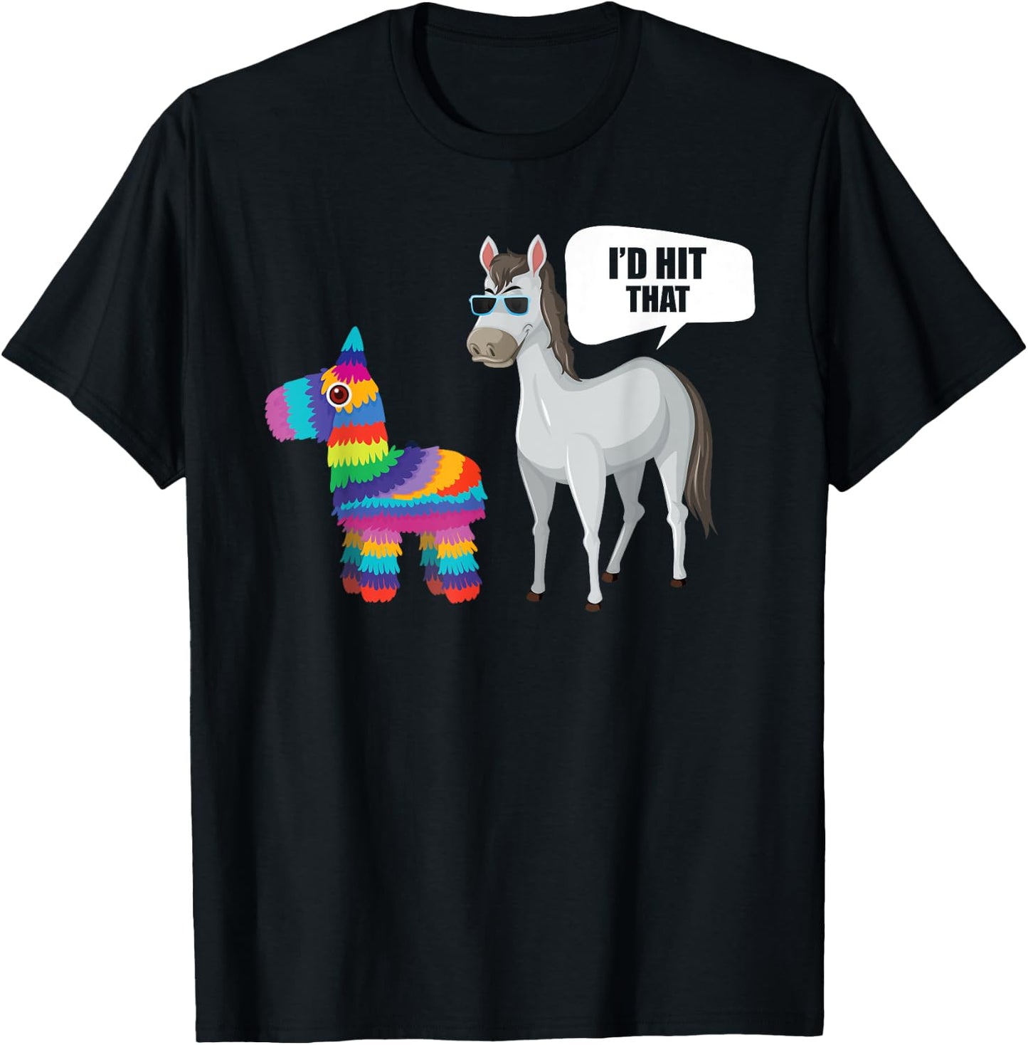 Horse Id Hit That Pinata Mexican Funny Cinco de Mayo T-Shirt - T-Shirt | Black