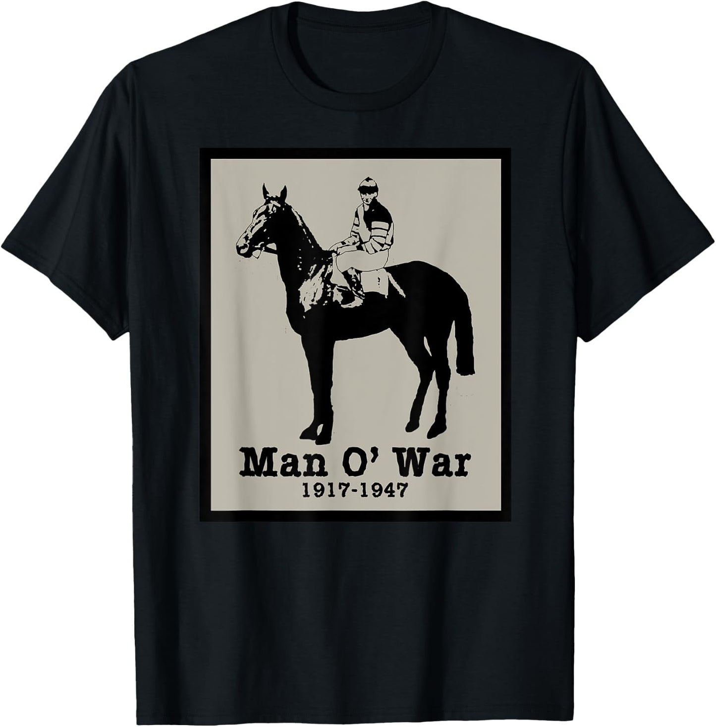 MAN O' WAR Vintage Race Horse T-Shirt - T-Shirt | Black