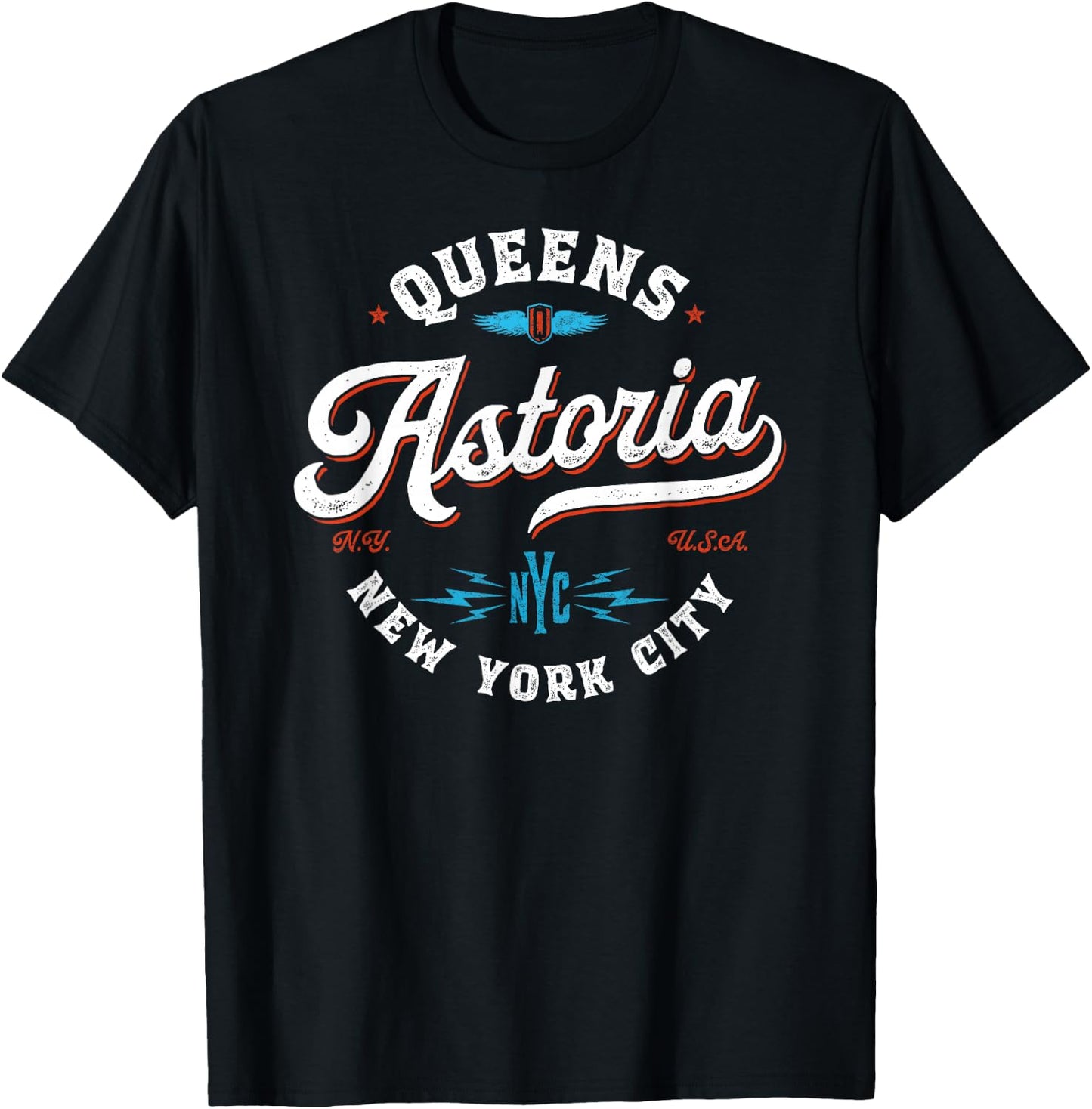 Astoria New York - Queens NYC retro graphic T-Shirt - T-Shirt | Black