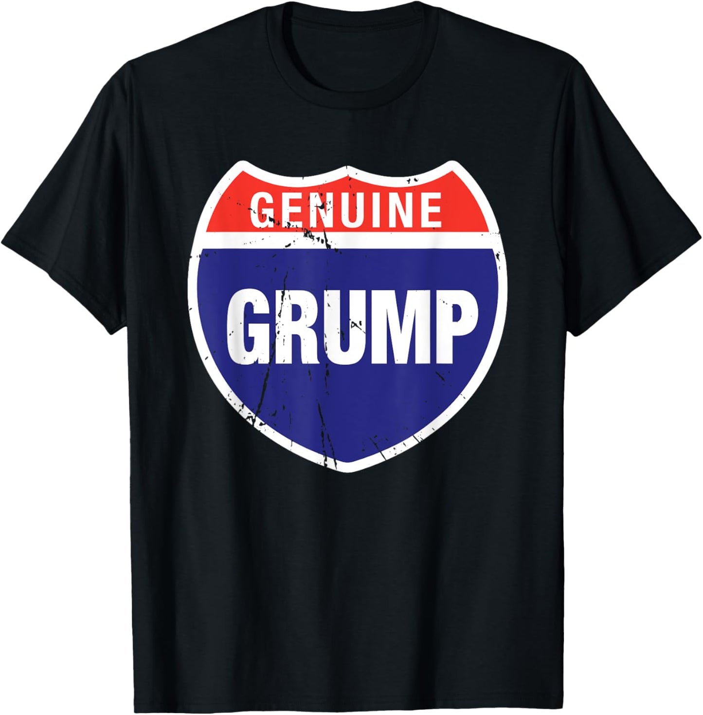 Genuine Grump Funny Interstate Shield Certified Grumpy Old T-Shirt - T-Shirt | Black