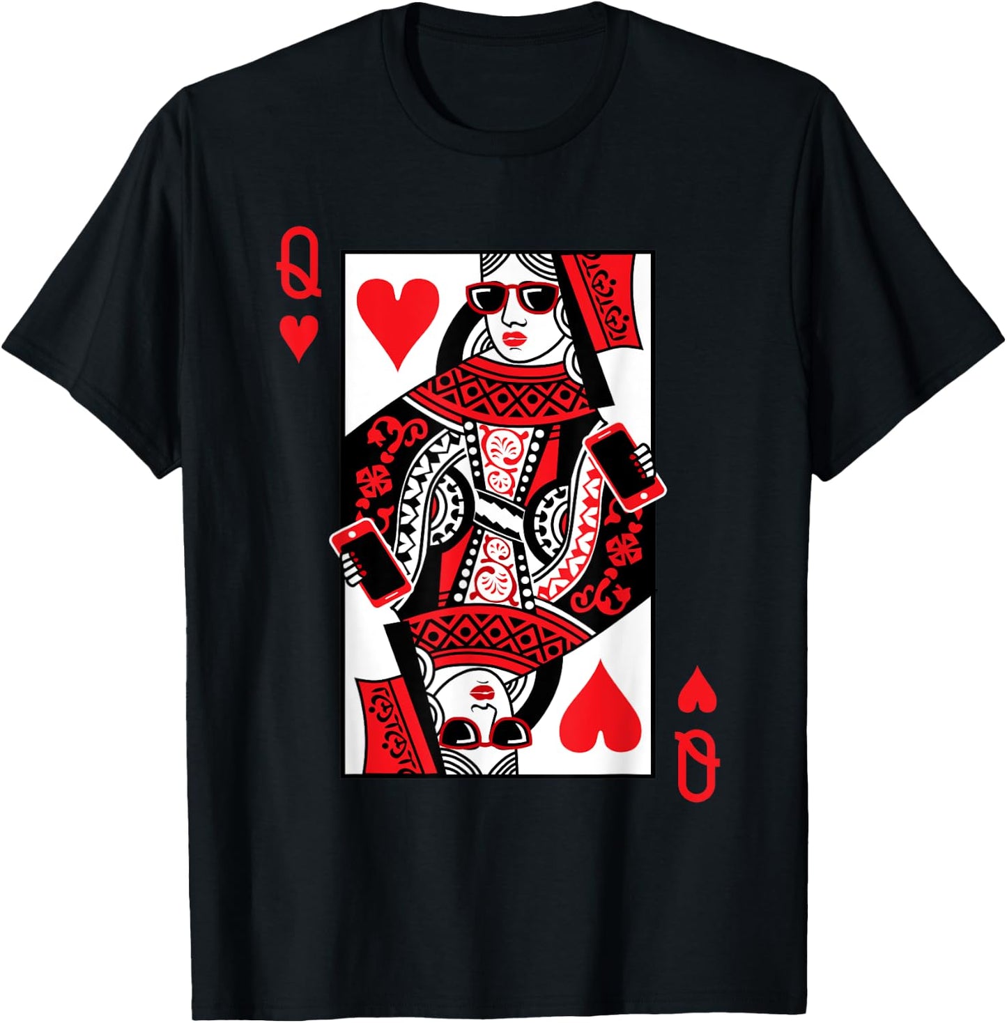 Classic Black Queen of Hearts : Adult, Short Sleeve, Cotton-Polyester Blend T-Shirt - T-Shirt | Black