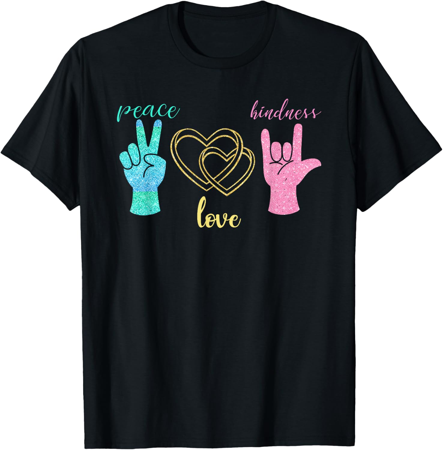 Peace Love Hope Kindness Gift Peace T-Shirt - T-Shirt | Black