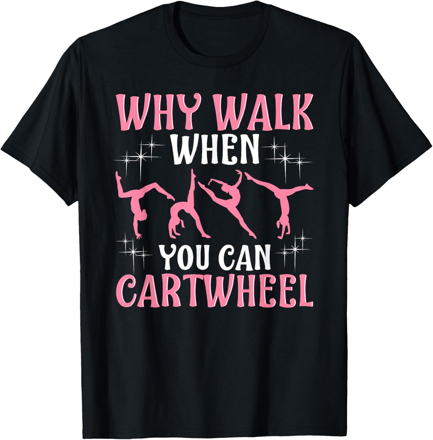 Girls' Cool Cartwheel Gymnastics - Black, Classic Fit, Short Sleeve, Cotton-Polyester T-Shirt - T-Shirt | Black
