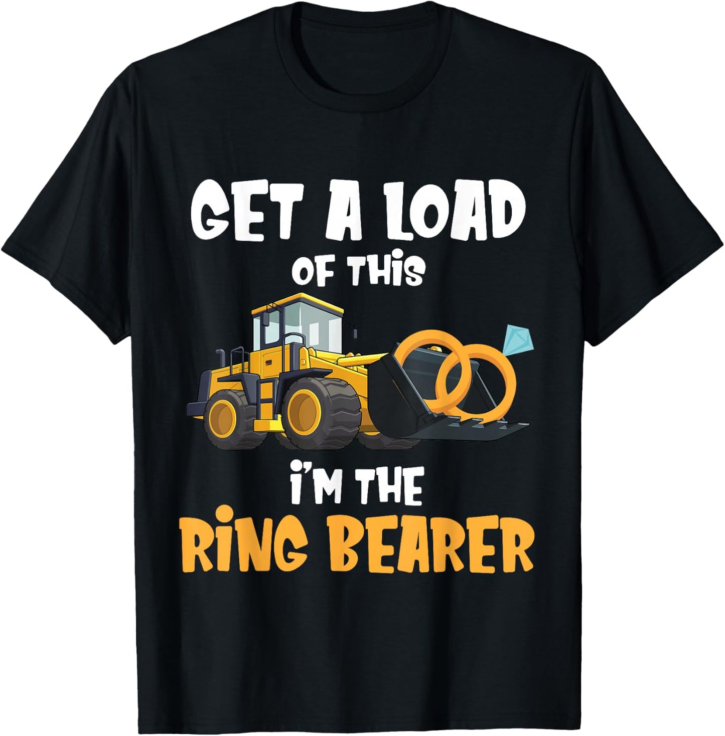 Funny Wedding Party Ring Bearer Excavator Boys Ring Bearer T-Shirt - T-Shirt | Black