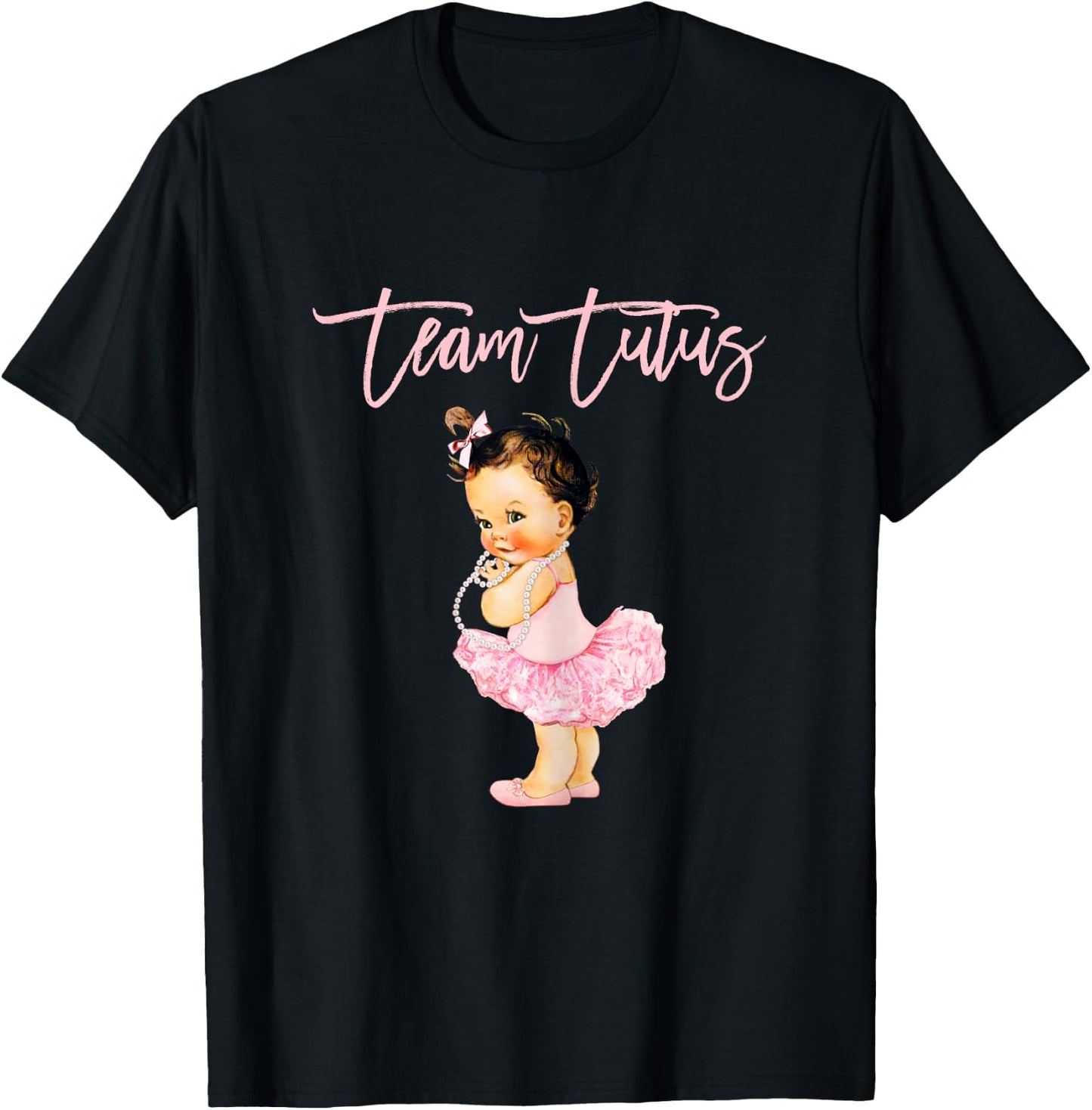 Team Tutu Girl Gender Reveal Baby Shower Touchdown Brunette T-Shirt - T-Shirt | Black