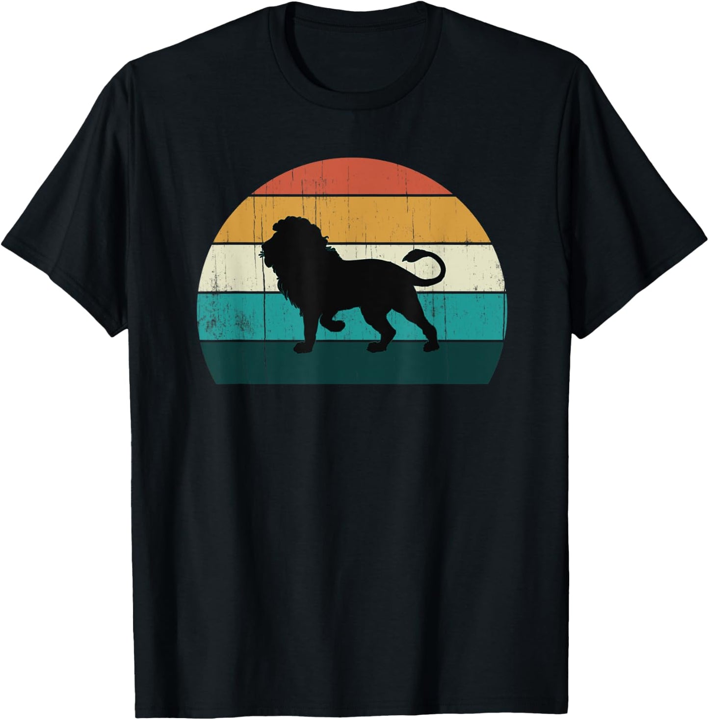 Retro Lion Mane Pride - Vintage Sunset African Land Mammals T-Shirt - T-Shirt | Black