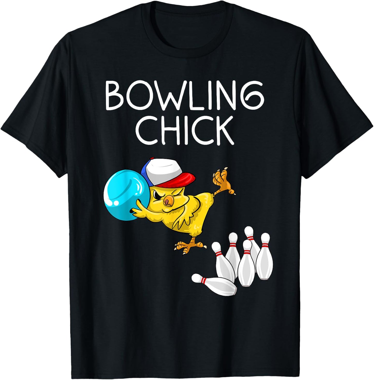 Funny Bowling Gift Women Cute Bowling Chick Sports Athlete T-Shirt - T-Shirt | Black