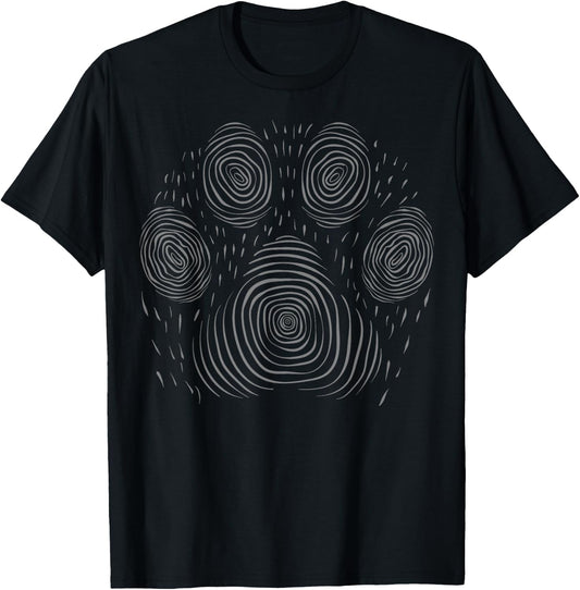 Cuto Dog Paw as Print Line T-Shirt - T-Shirt | Black