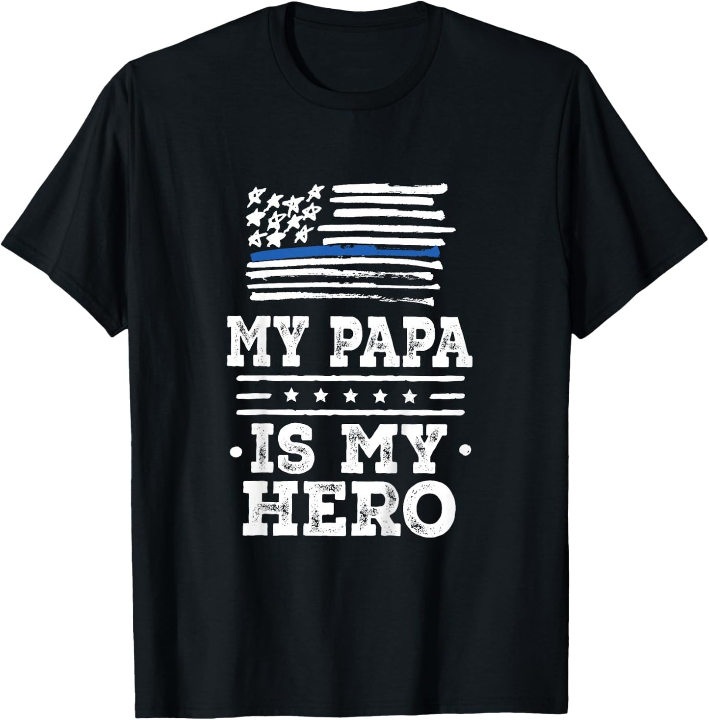Kids Police Officer Papa Grandpa is my Hero T-Shirt - T-Shirt | Black
