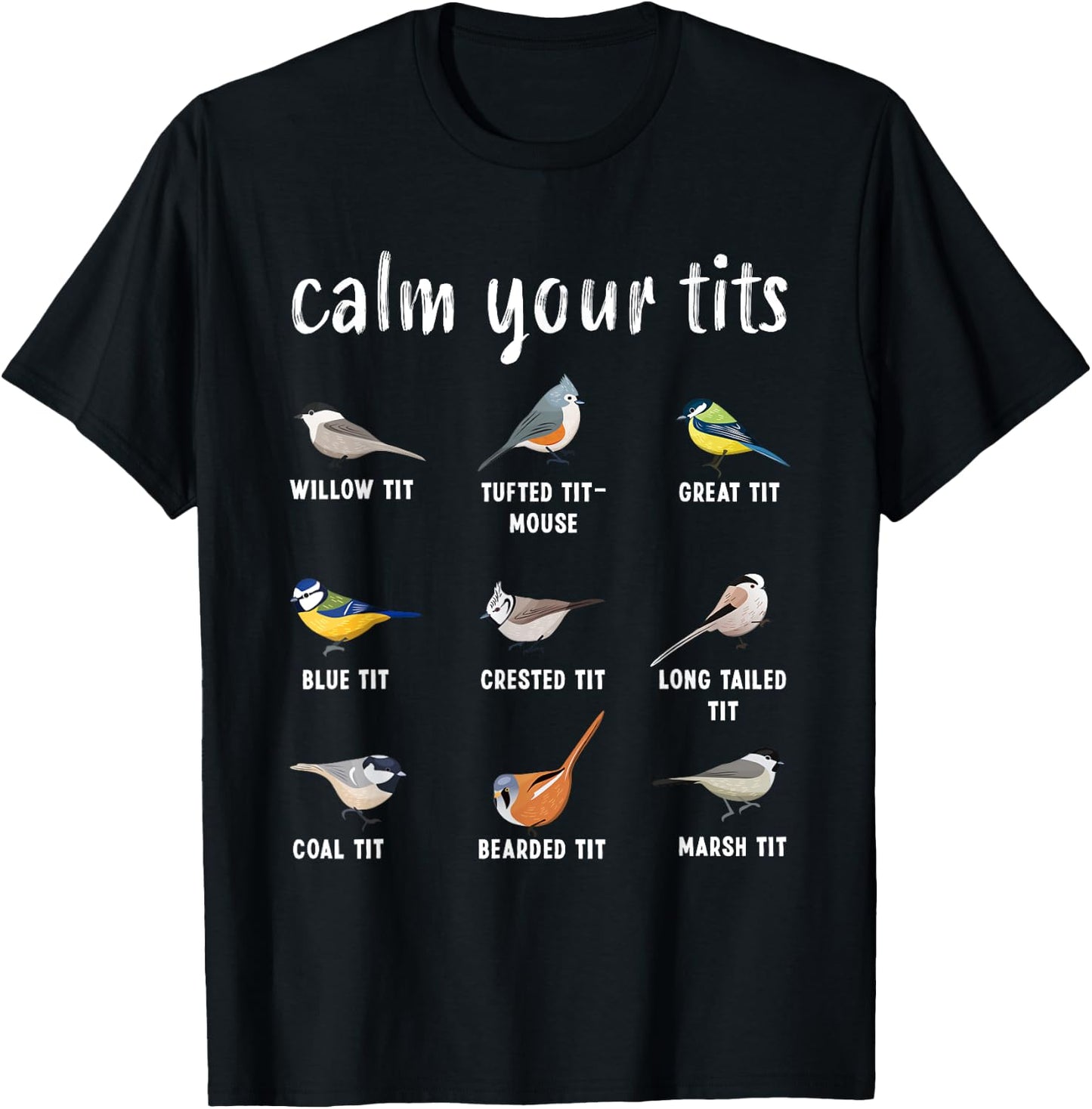 Funny Bird watching Tufted Titmouse Gift T-Shirt - T-Shirt | Black