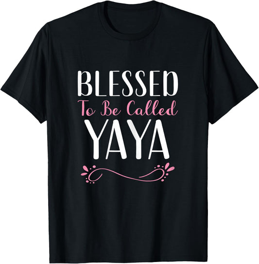 Blessed To Be Called Yaya Grandma Cute Cool T-Shirt - T-Shirt | Black