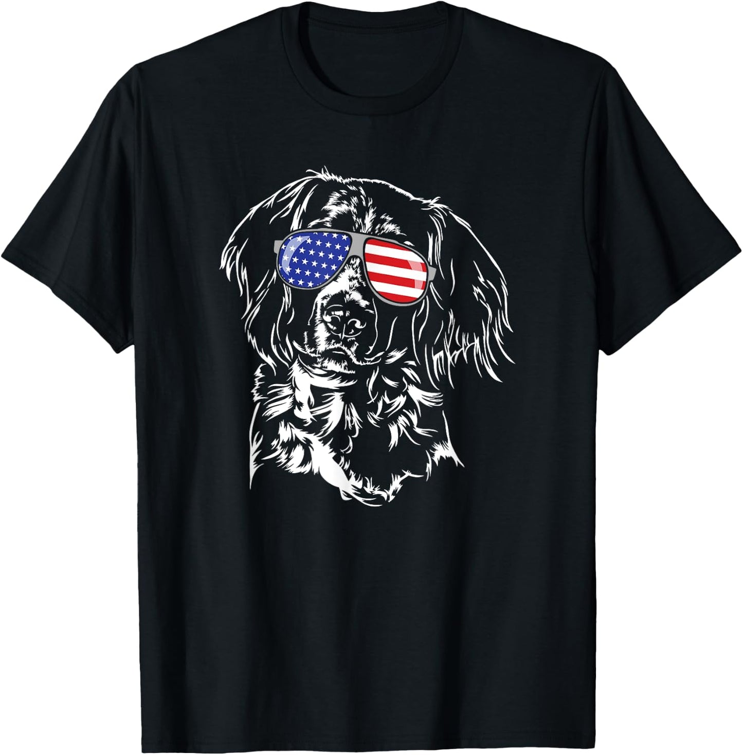 Funny Proud Small Munsterlander Pointer American Flag dog T-Shirt - T-Shirt | Black