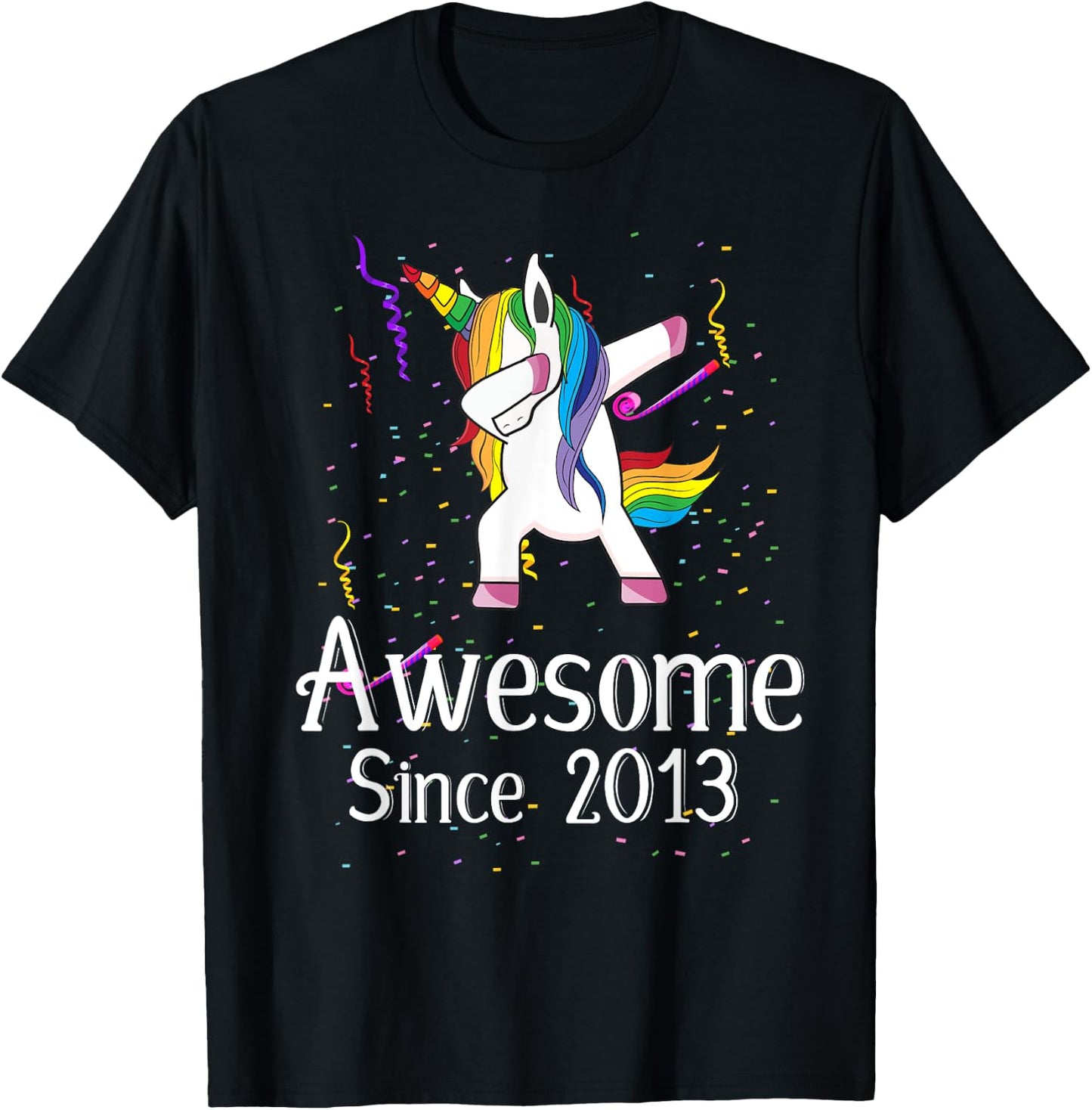 9th Birthday Unicorn Dabbing - Awesome Since 2013 T-Shirt - T-Shirt | Black