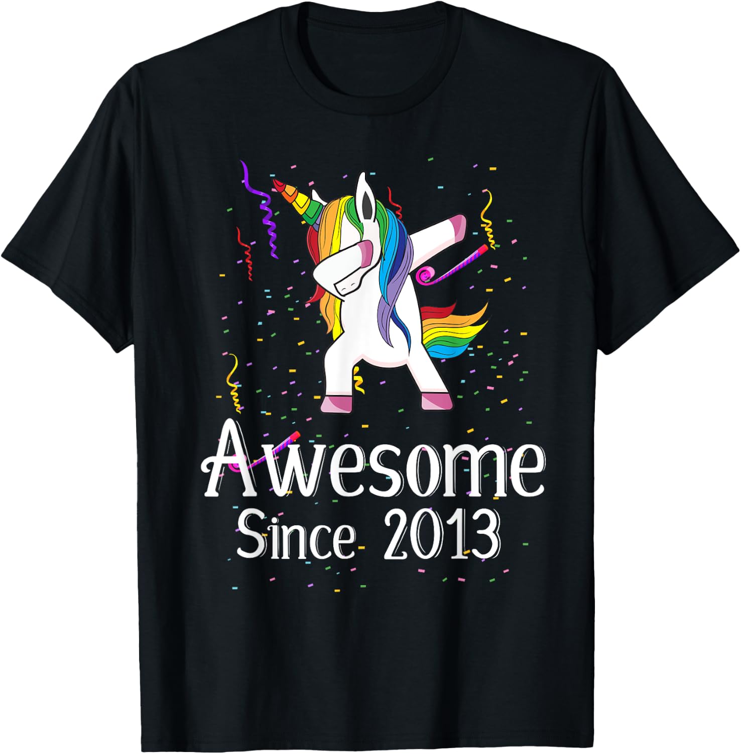 9th Birthday Unicorn Dabbing - Awesome Since 2013 T-Shirt - T-Shirt | Black