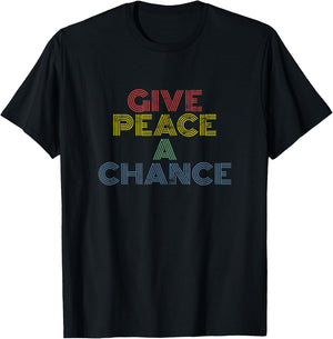 Give Peace A Chance rainbow 70s retro vintage distressed T-Shirt - T-Shirt | Black
