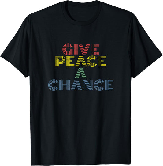 Give Peace A Chance rainbow 70s retro vintage distressed T-Shirt - T-Shirt | Black