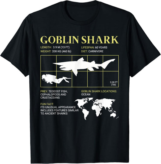 Goblin Shark Living Fossil Deep-Sea Shark T-Shirt - T-Shirt | Black
