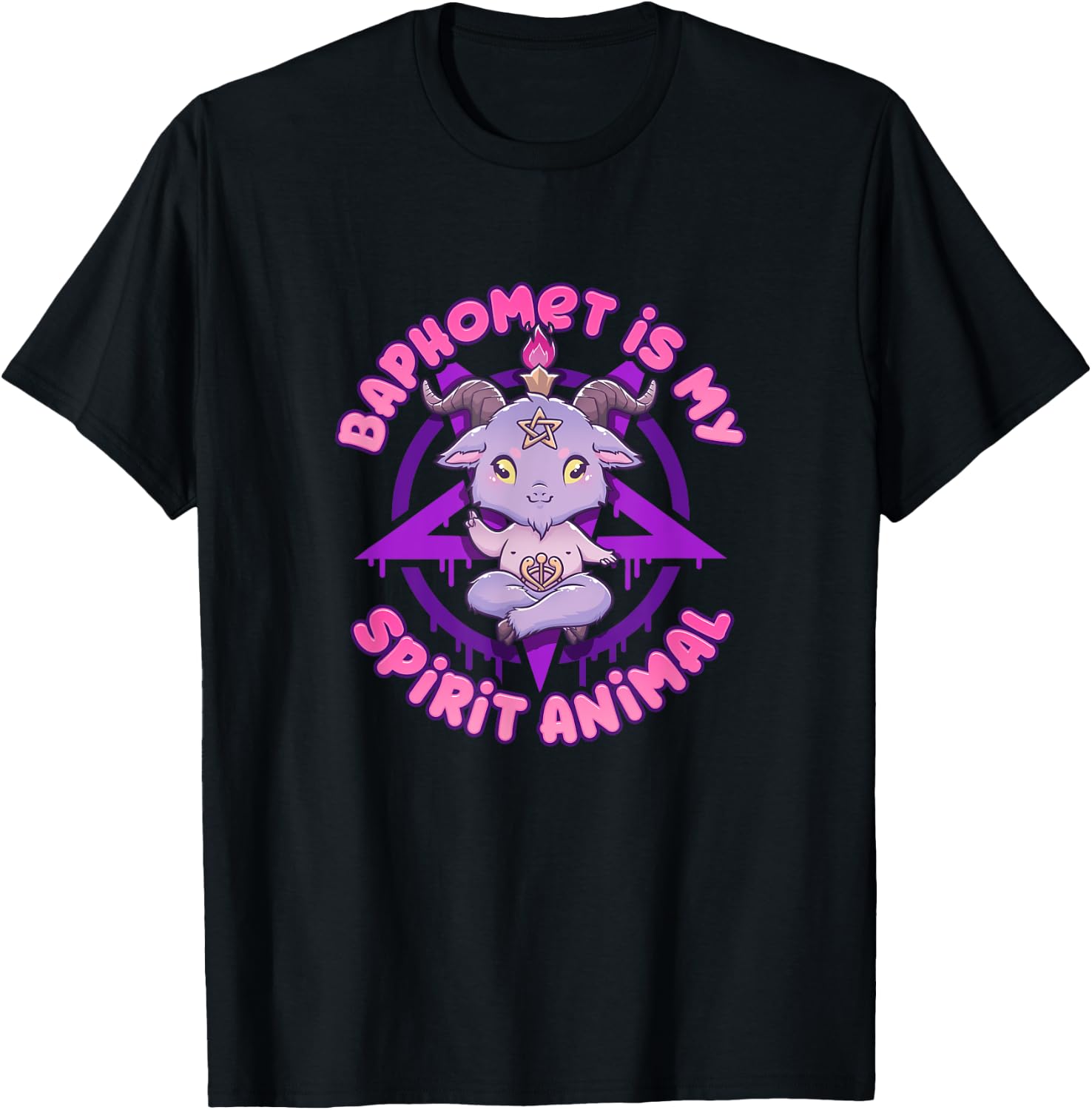 Baphomet Is My Spirit Animal I Cute Satanic Goat T-Shirt - T-Shirt | Black