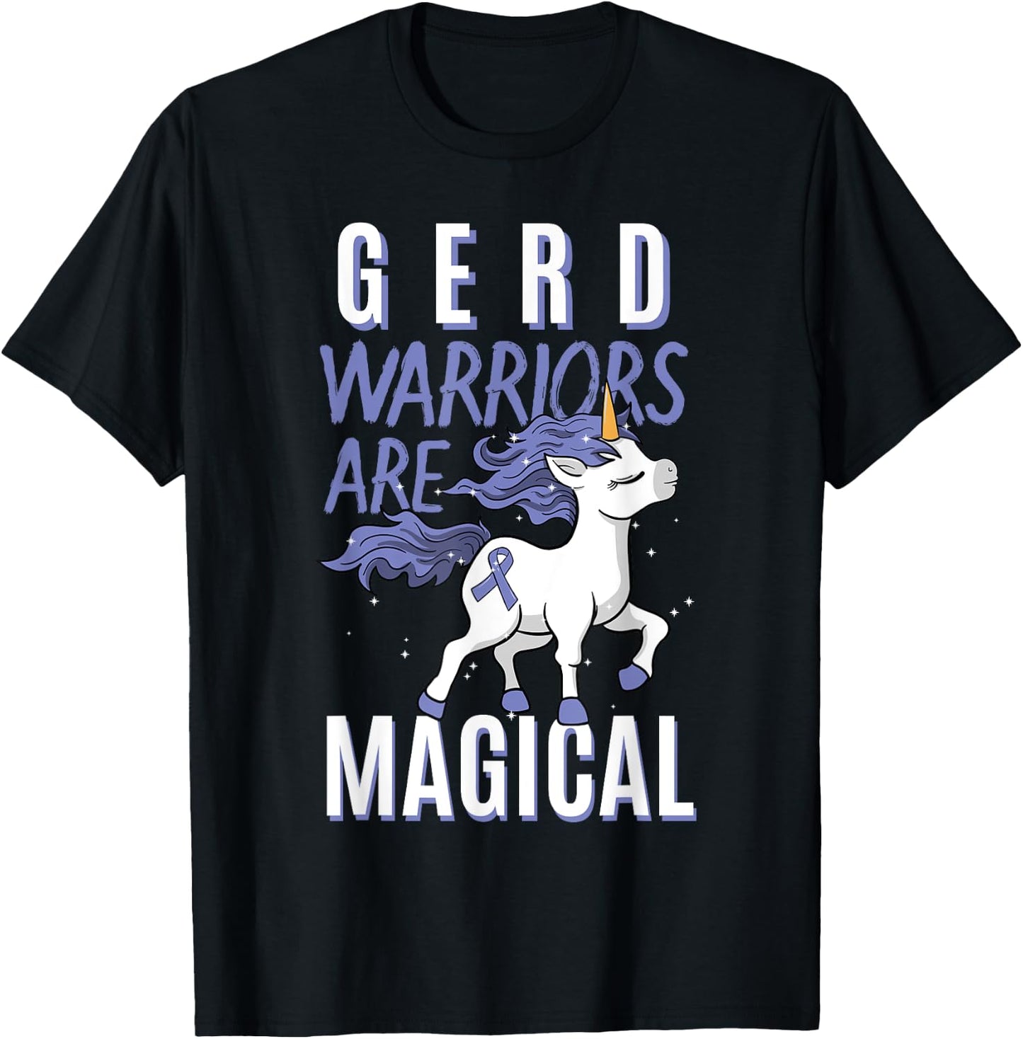GERD Warrior Gastroesophageal Reflux Disease Unicorn Lover T-Shirt - T-Shirt | Black