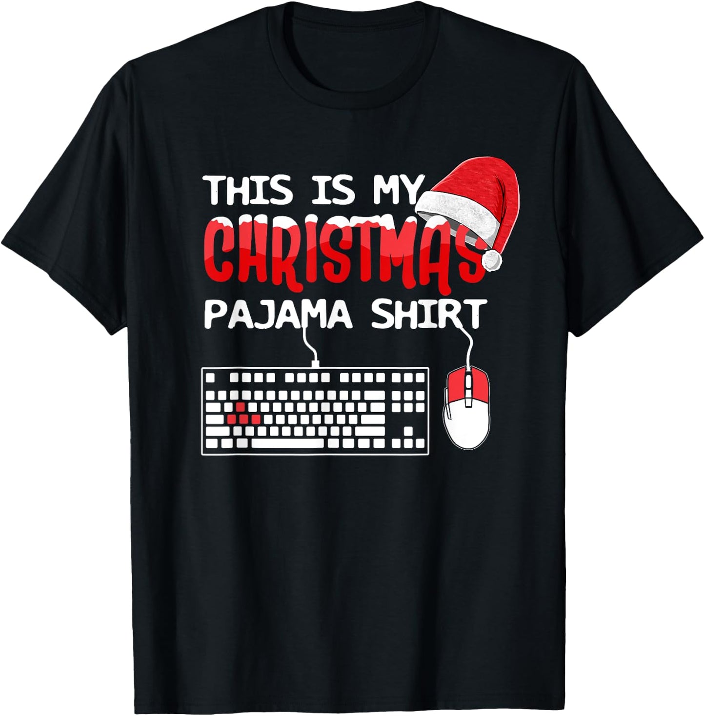 This Is My Christmas Pajama Funny Gaming Gamer Keyboard PC T-Shirt - T-Shirt | Black
