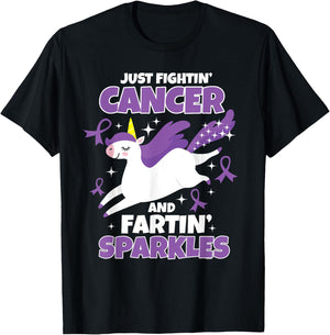 Cancer Funny Unicorn Farting Sparkles T-Shirt - T-Shirt | Black