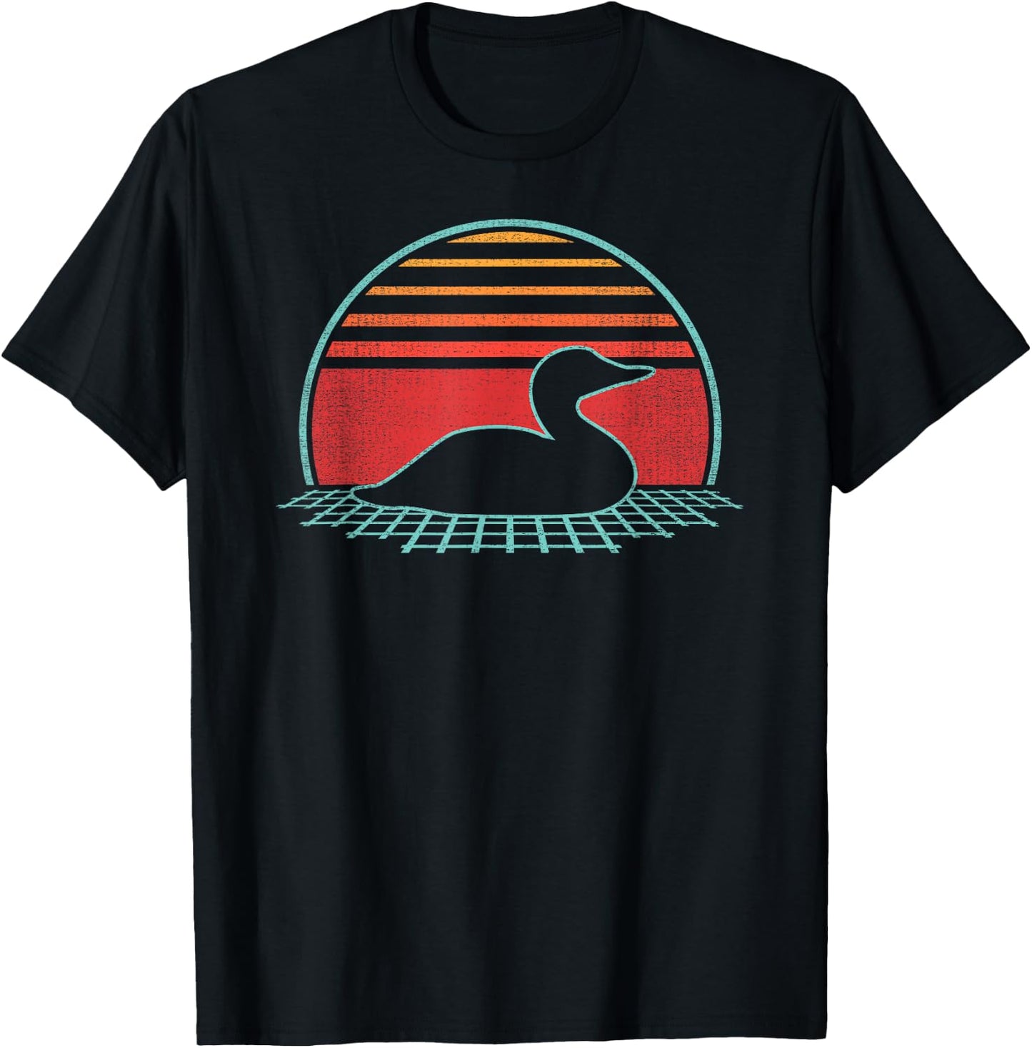 Loon Lover Bird Animal Retro Vintage 80s Style T-Shirt - T-Shirt | Black