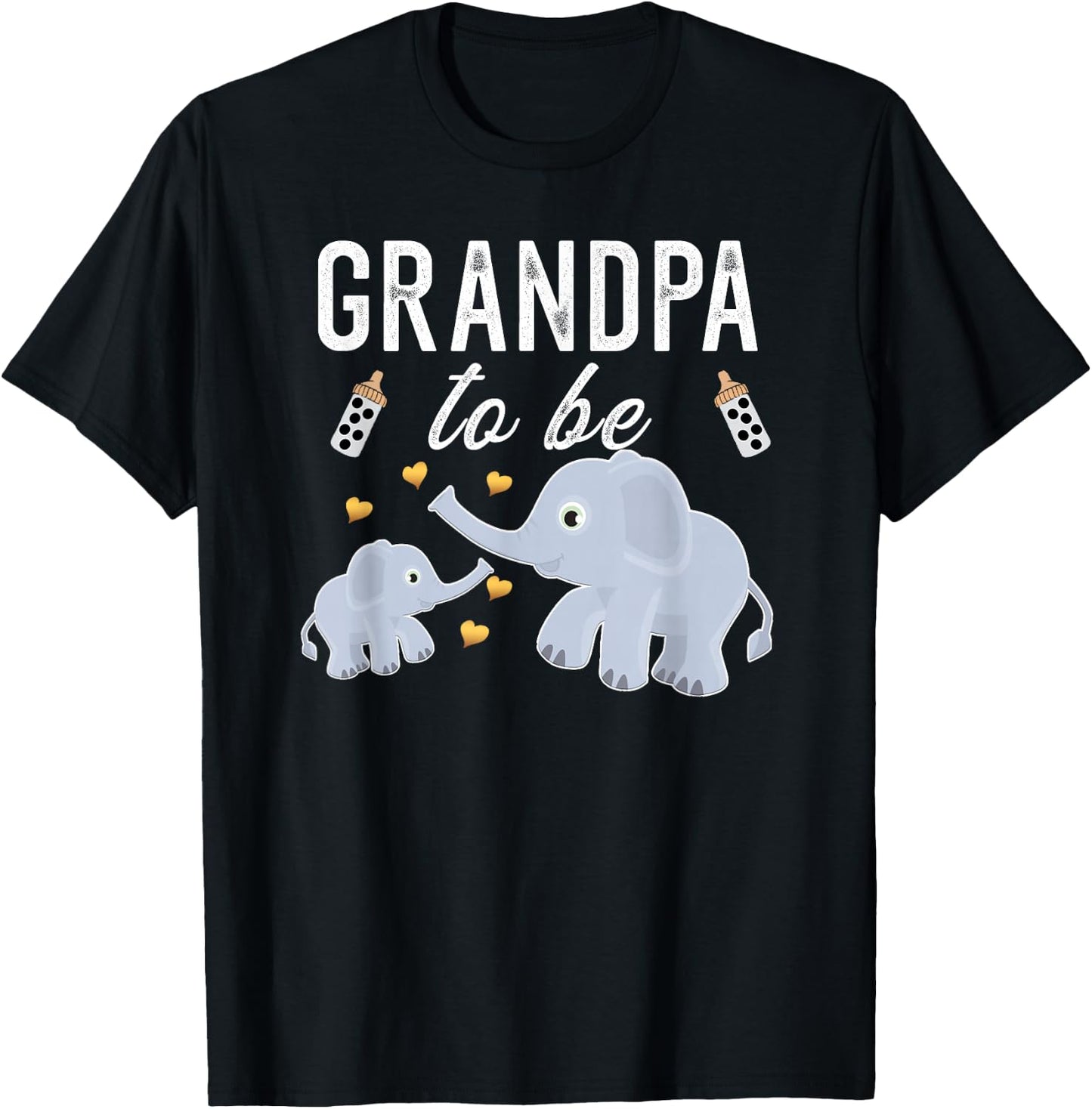 Grandpa To Be Elephant Baby Shower Grandpa T-Shirt - T-Shirt | Black