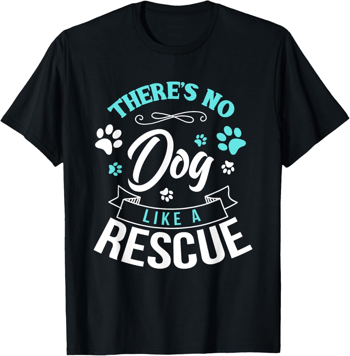 Vintage There's No Dog Like A Rescue Adopt Dogs Lovers Gift Women Girls Kids T-Shirt - T-Shirt | Black