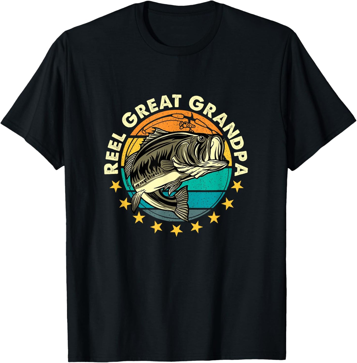 Funny Fishermen Reel Great Grandpa Fishing Grandfather T-Shirt - T-Shirt | Black
