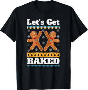 Let's Get Baked Christmas Funny Ginger Bread Cookies T-Shirt - T-Shirt | Black