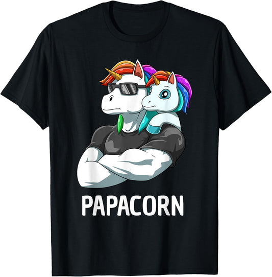 Papacorn - Father Daughter Unicorns T-Shirt - T-Shirt | Black