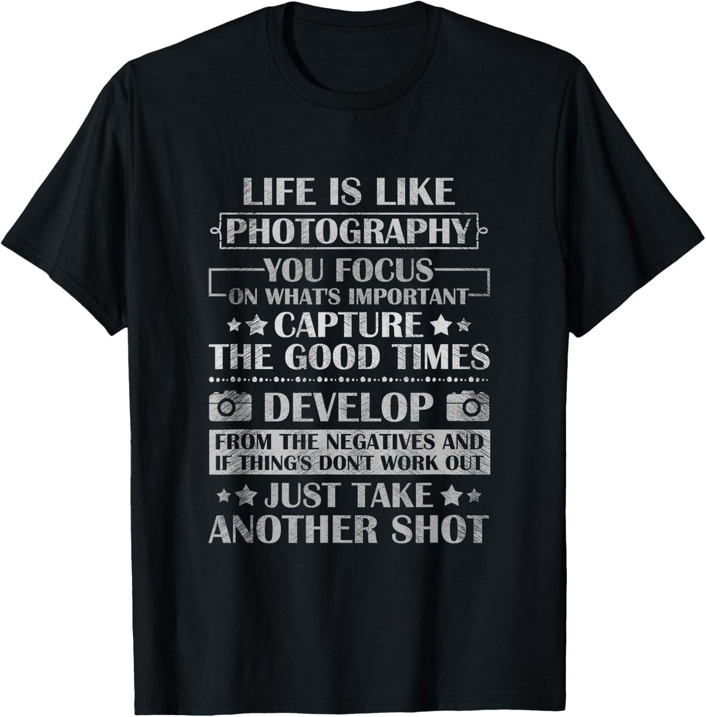 Life Is Like Photography Photographer Lover Camera Lens Gift T-Shirt - T-Shirt | Black