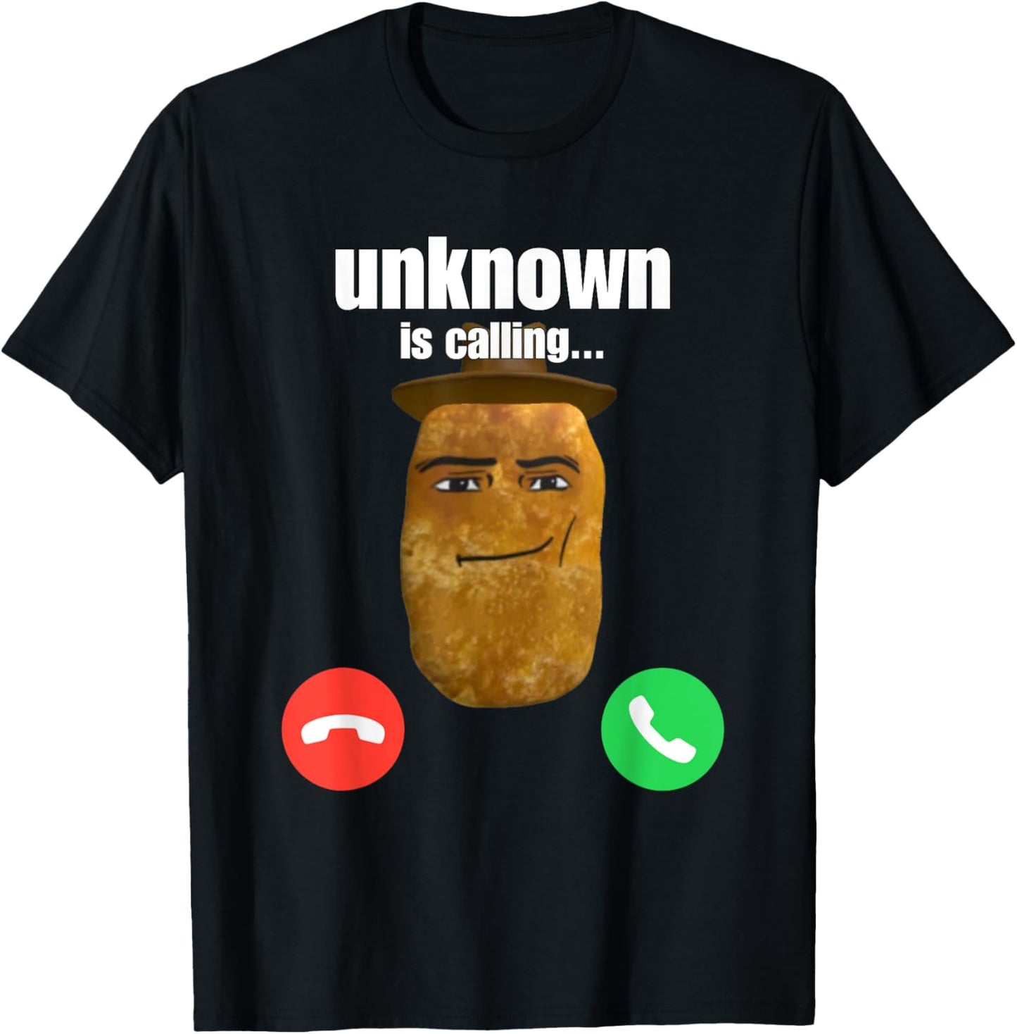 Chicken Nugget Man Face Cowboy Meme T-Shirt - T-Shirt | Black