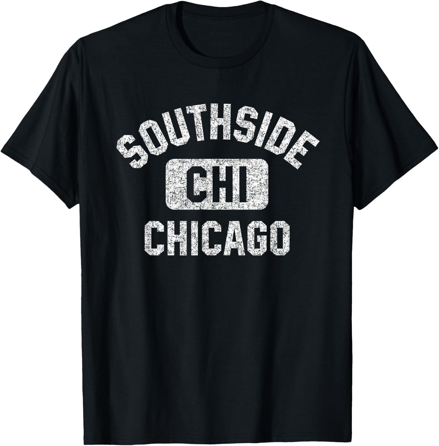 Southside Chicago CHI Gym Style Distressed Print T-Shirt - T-Shirt | Black