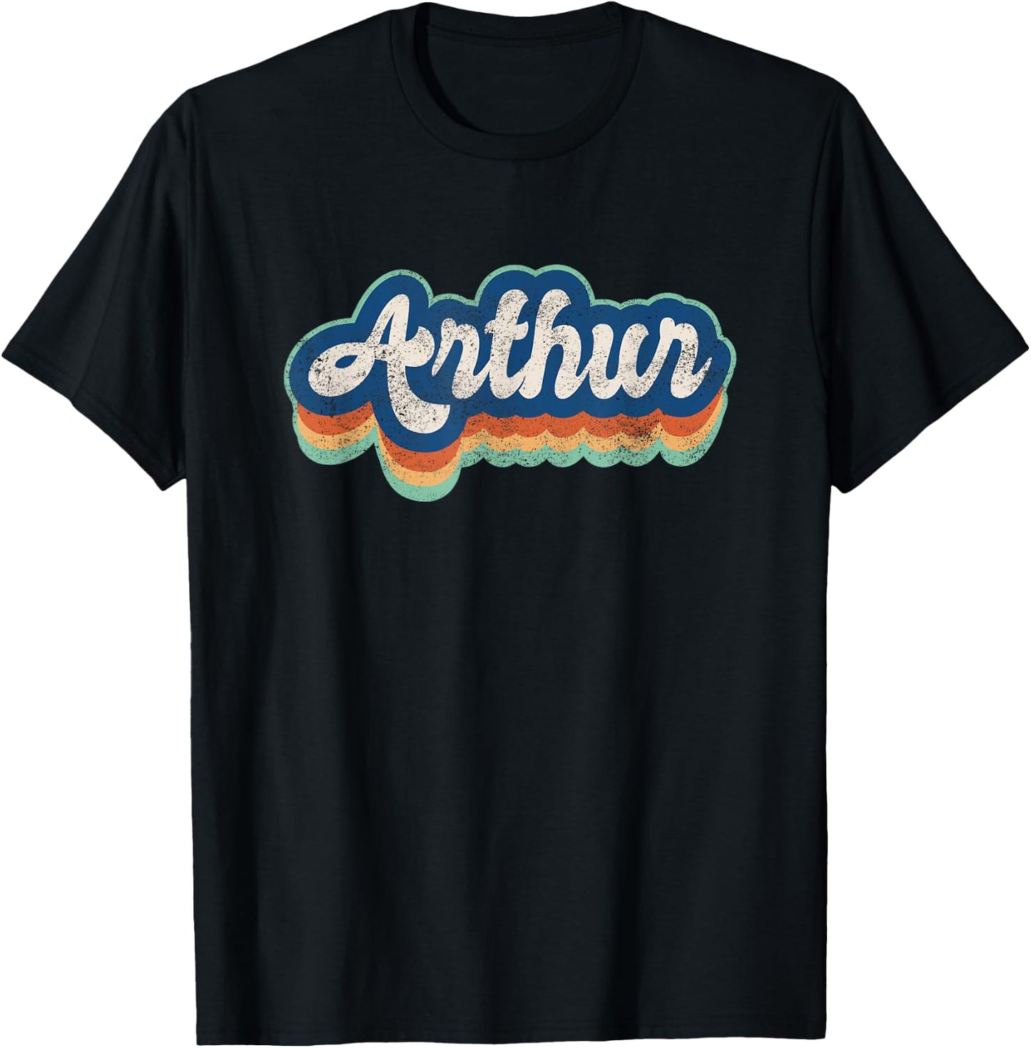 Arthur First Name Boy Vintage Style 70s 80s Personalized T-Shirt - T-Shirt | Black