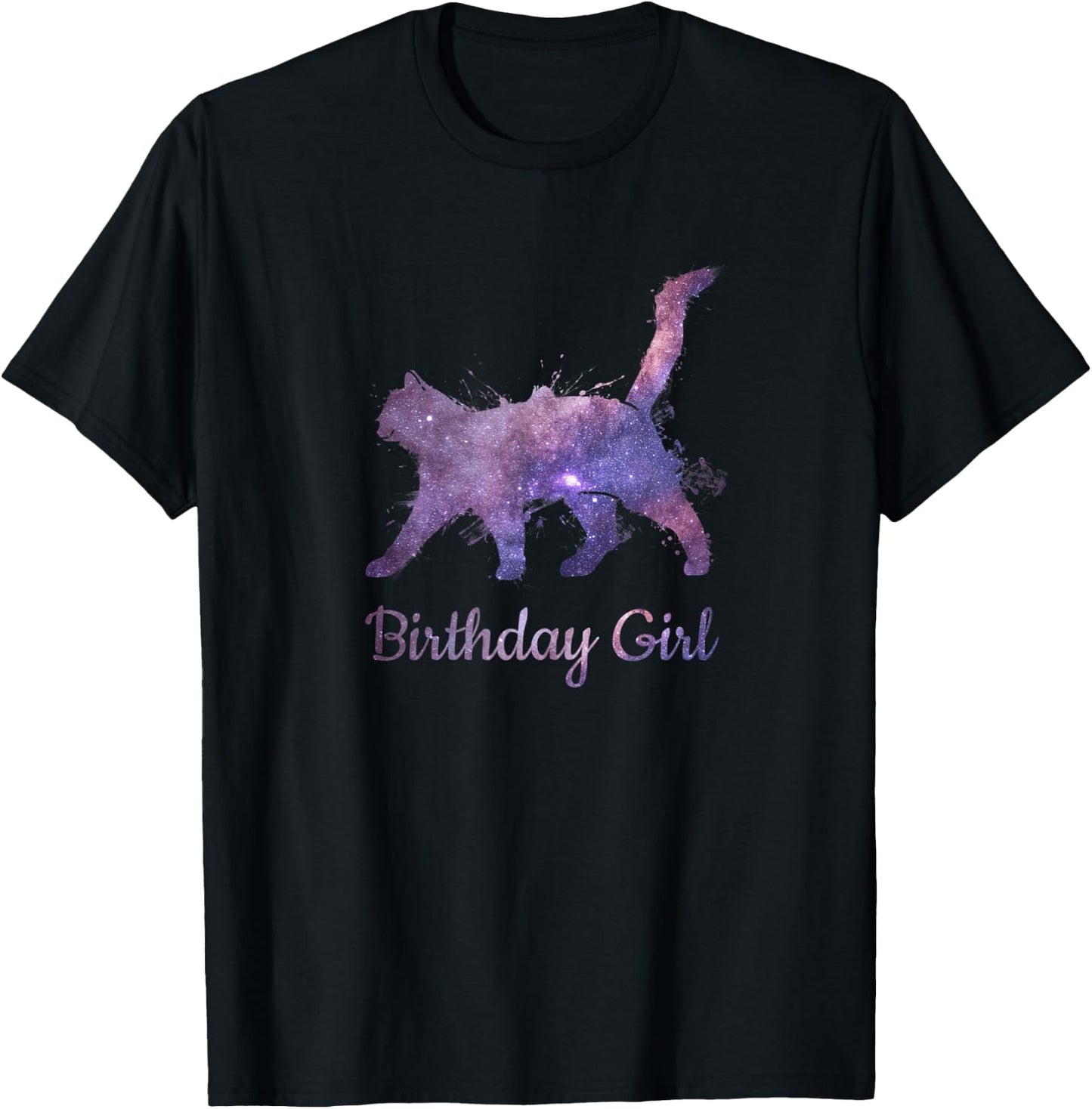Space Galaxy Cat Pet Birthday Gift Stars Cute Catlovers T-Shirt - T-Shirt | Black