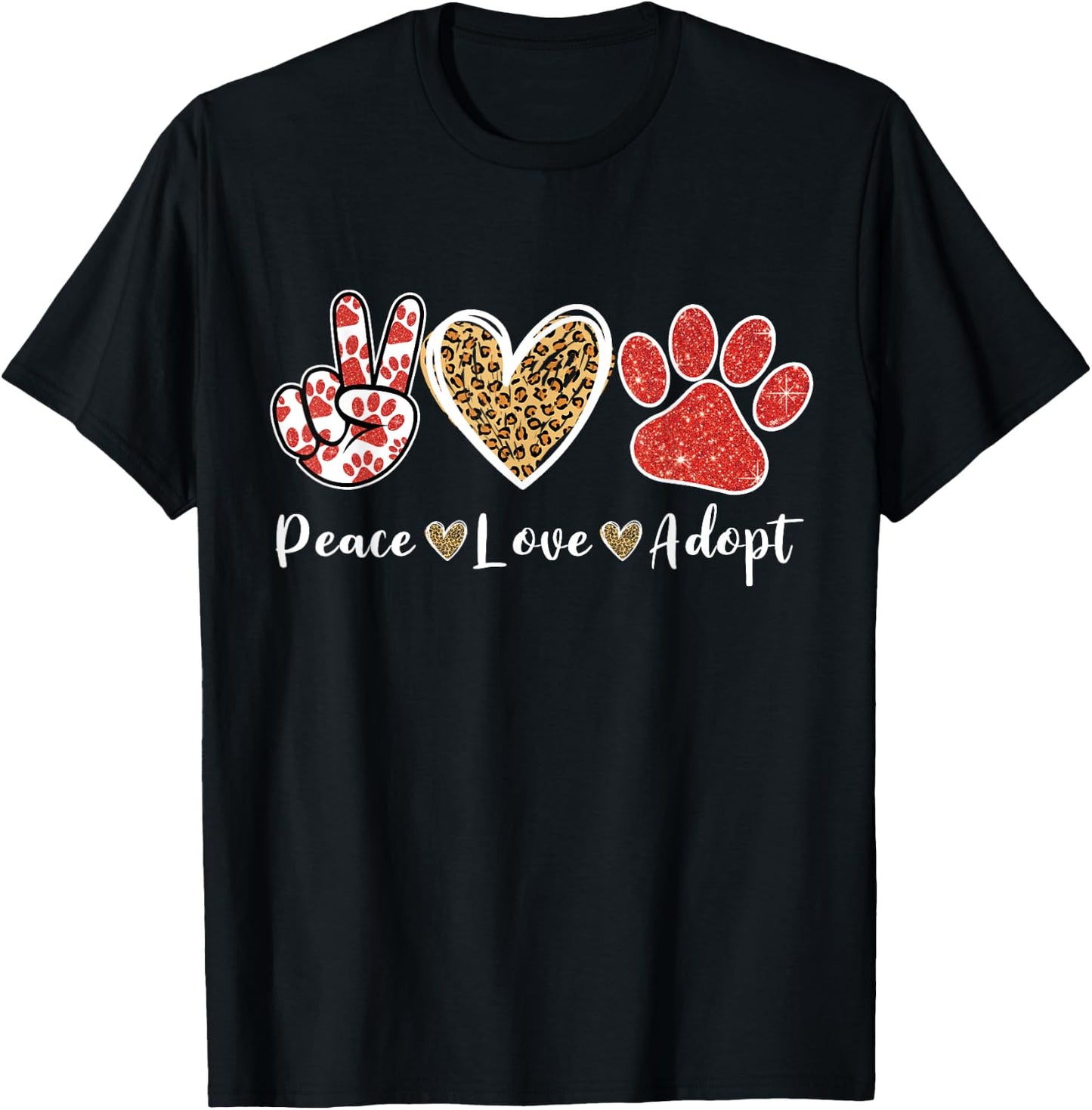 Ki Peace Love Rescue Adopt Dog Cat Lover Costume Puppy Mom T-Shirt - T-Shirt | Black