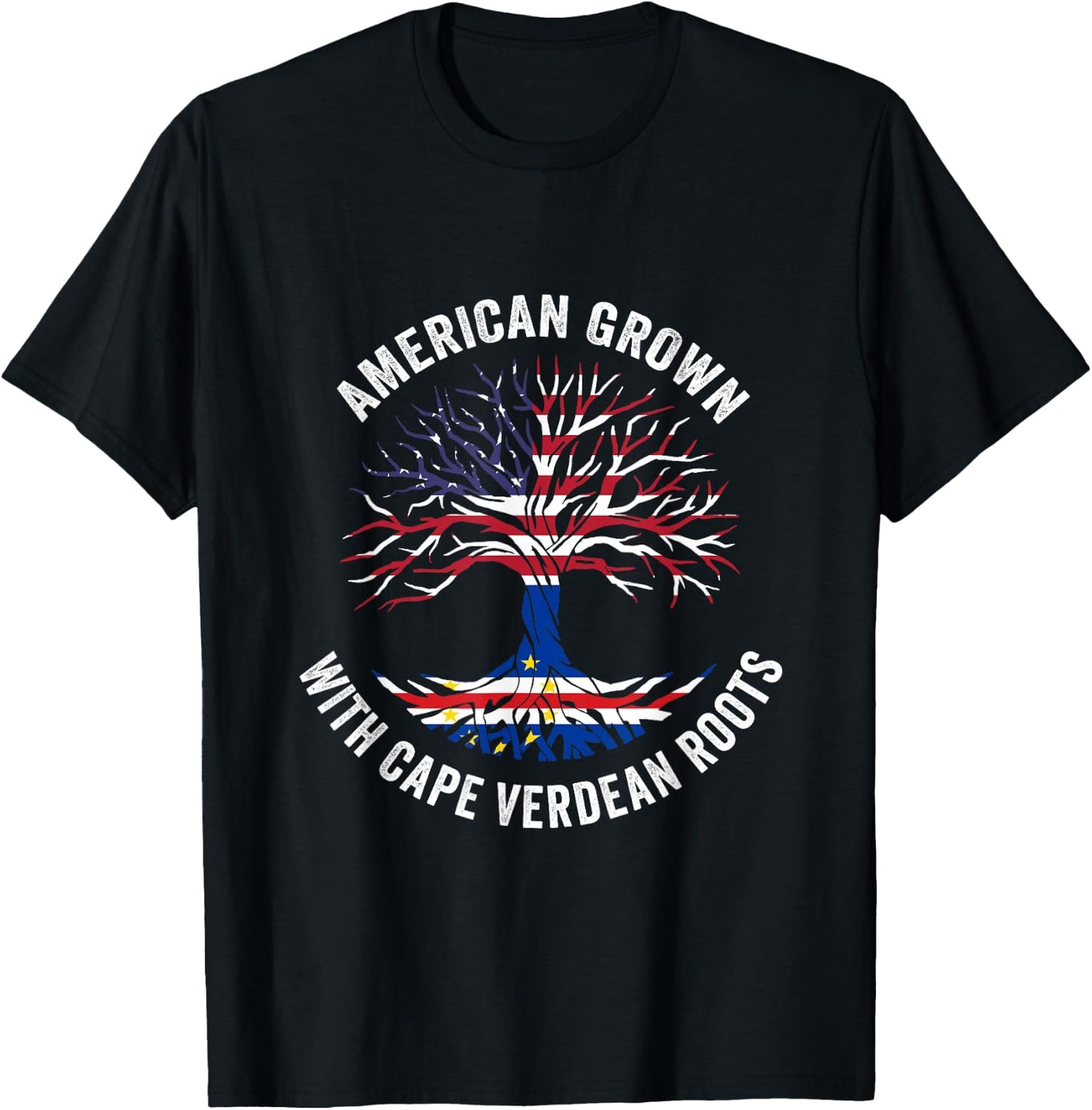 USA American Grown Cape Verdean With Roots Cape Verde T-Shirt - T-Shirt | Black