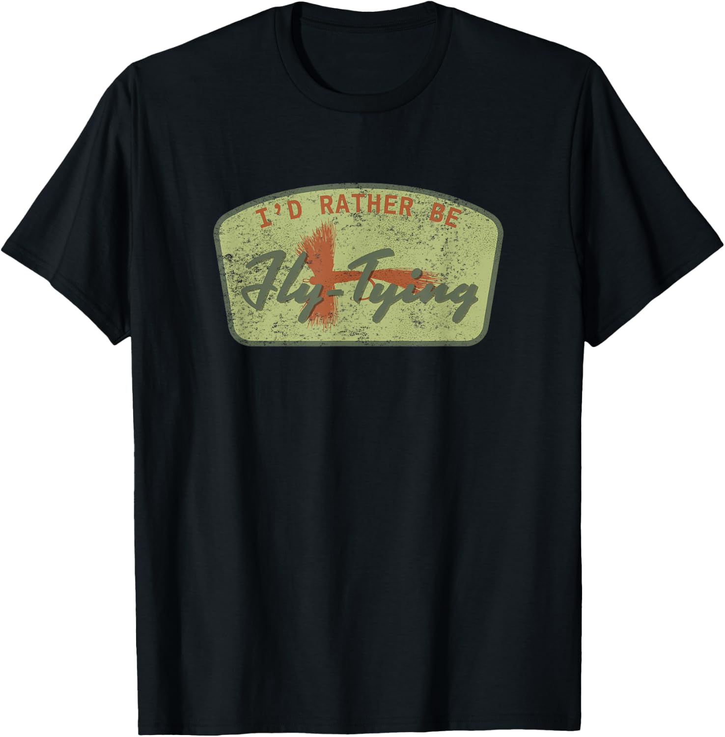 Badge Design for Fly Tying Fisherman T-Shirt - T-Shirt | Black