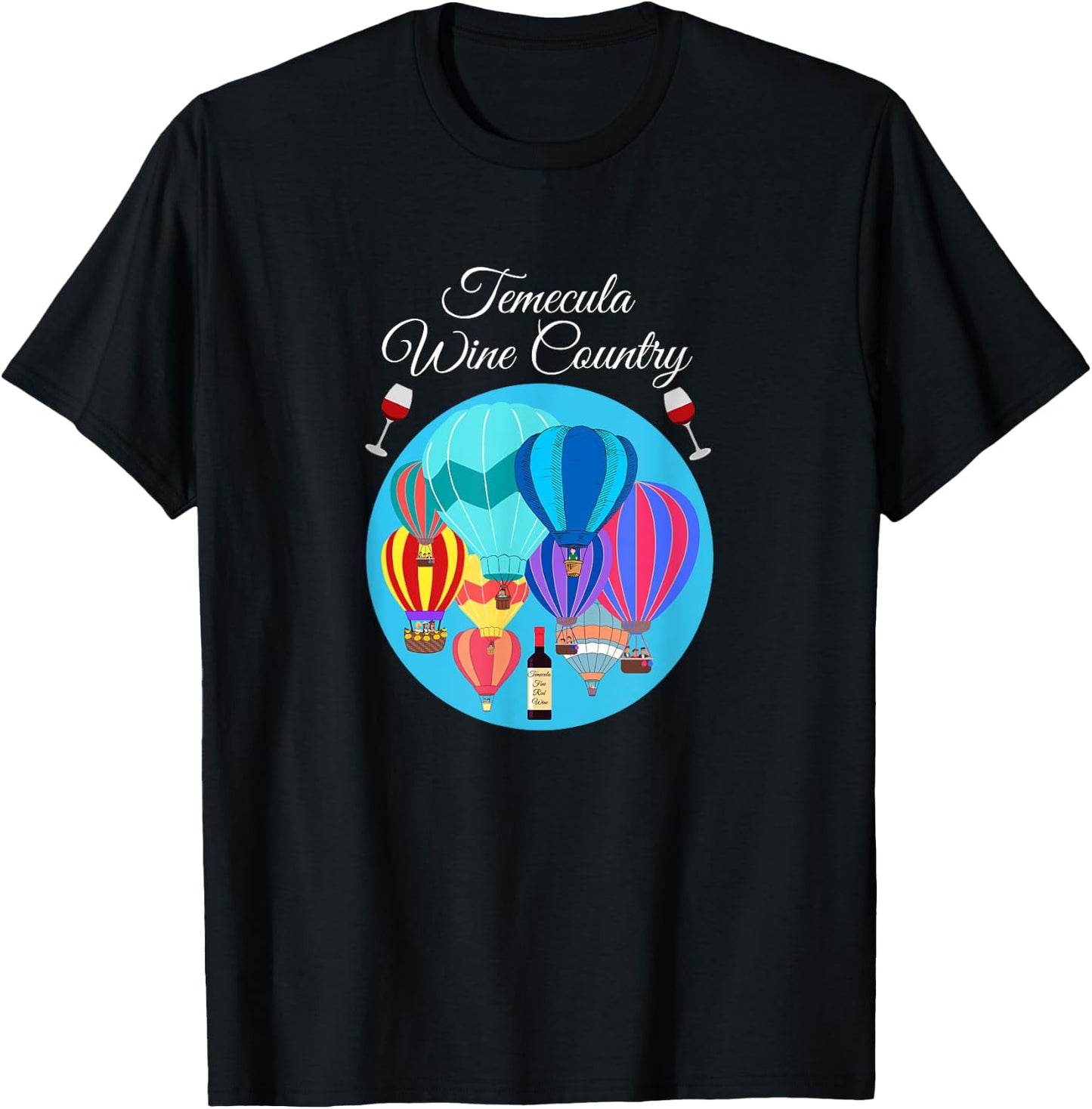 Temecula Wine country hot air balloons cute design Men Women T-Shirt - T-Shirt | Black