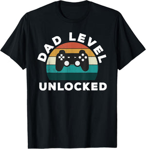 Dad Level Unlocked - Game Lover / Gamer New Father Baby T-Shirt - T-Shirt | Black