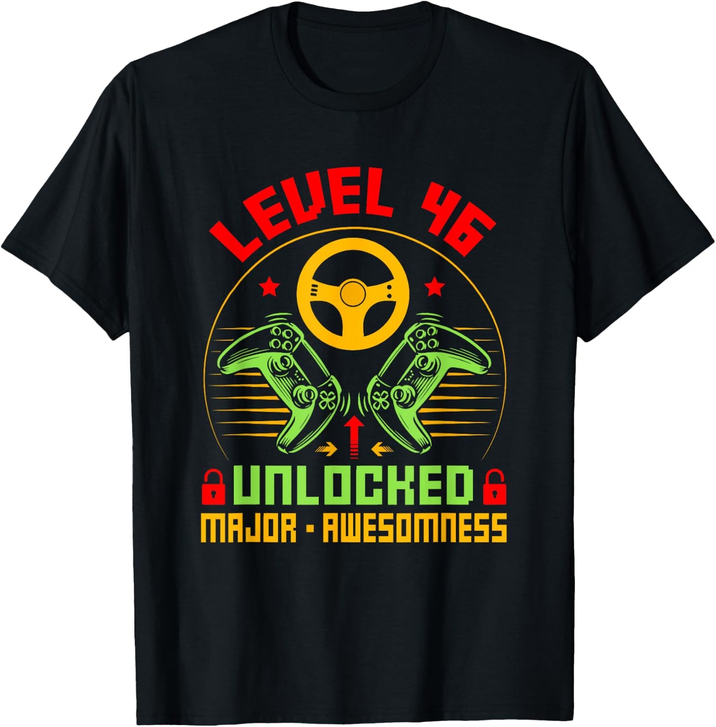 Unlocked Level 46 Birthday Boy Video Game Controller T-Shirt - T-Shirt | Black