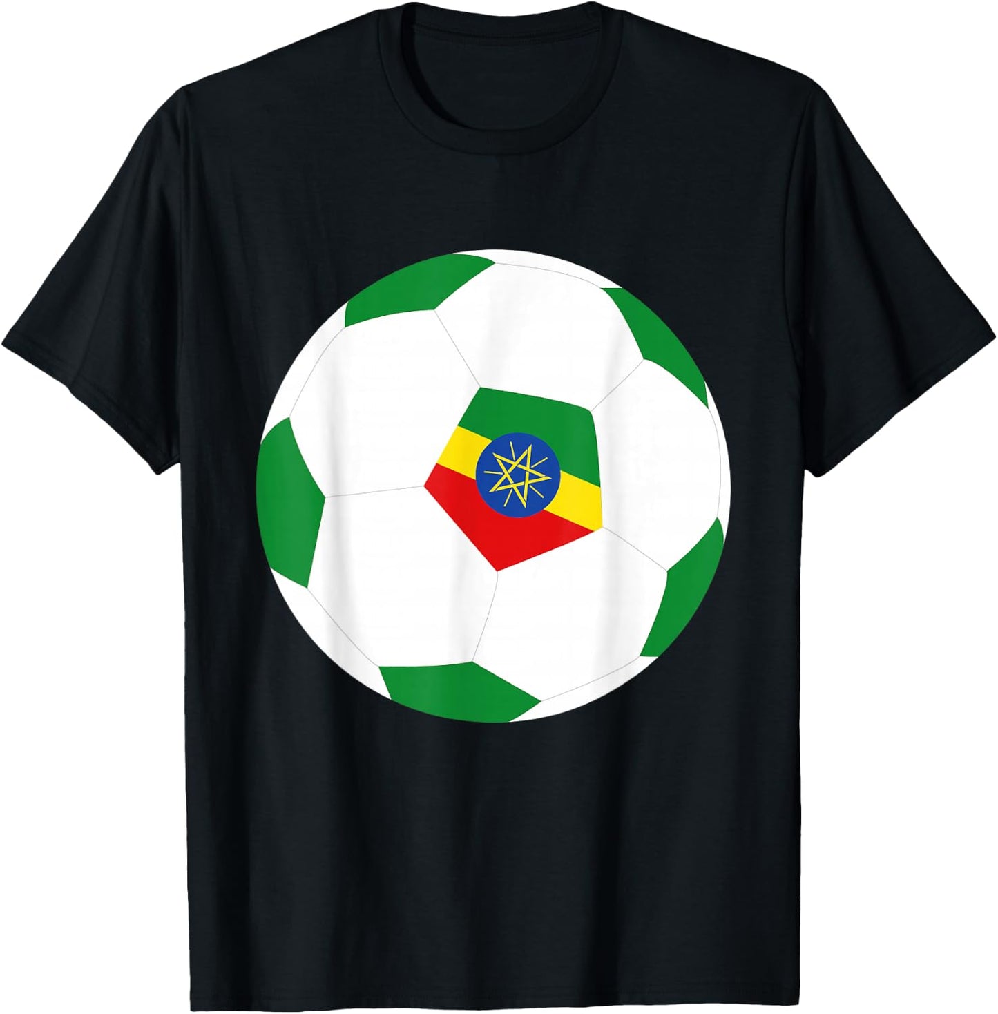 Ethiopia Soccer Ball Ethiopian Flag Jersey Pride Print T-Shirt - T-Shirt | Black