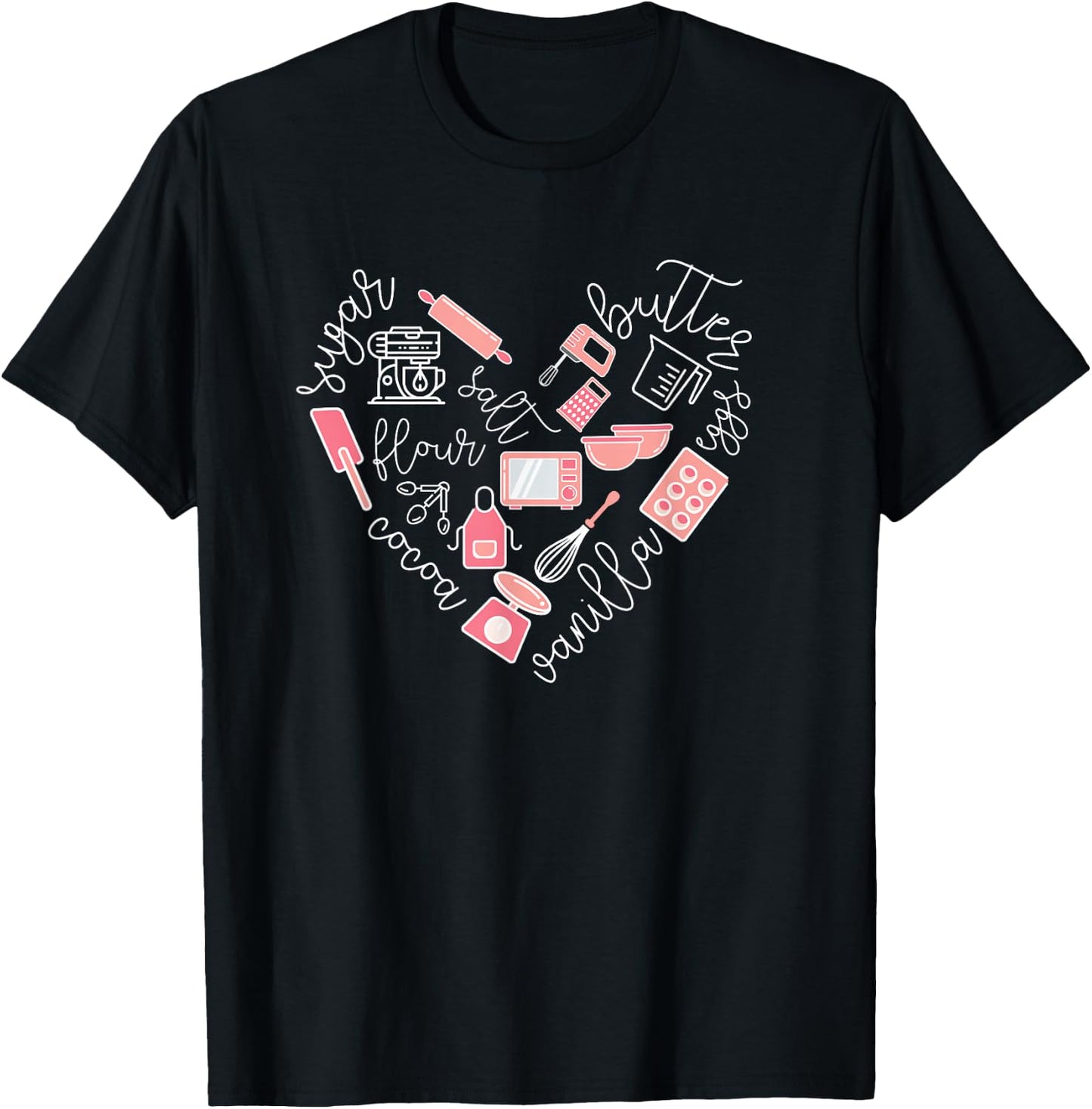 Love Baking Tools for Bakers Gift Women Cute Pink T-Shirt - T-Shirt | Black