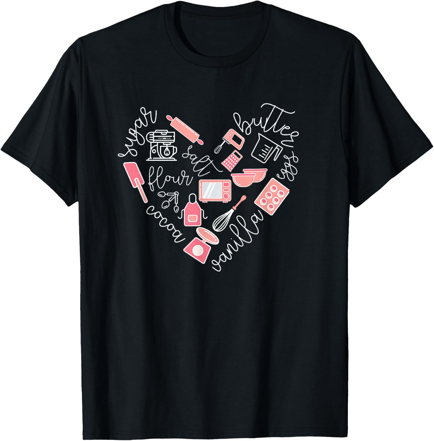 Love Baking Tools for Bakers Gift Women Cute Pink T-Shirt - T-Shirt | Black