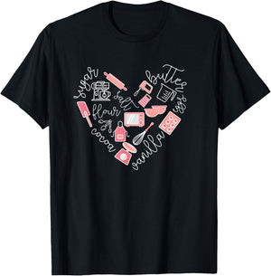 Love Baking Tools for Bakers Gift Women Cute Pink T-Shirt - T-Shirt | Black