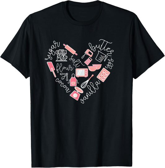 Love Baking Tools for Bakers Gift Women Cute Pink T-Shirt - T-Shirt | Black