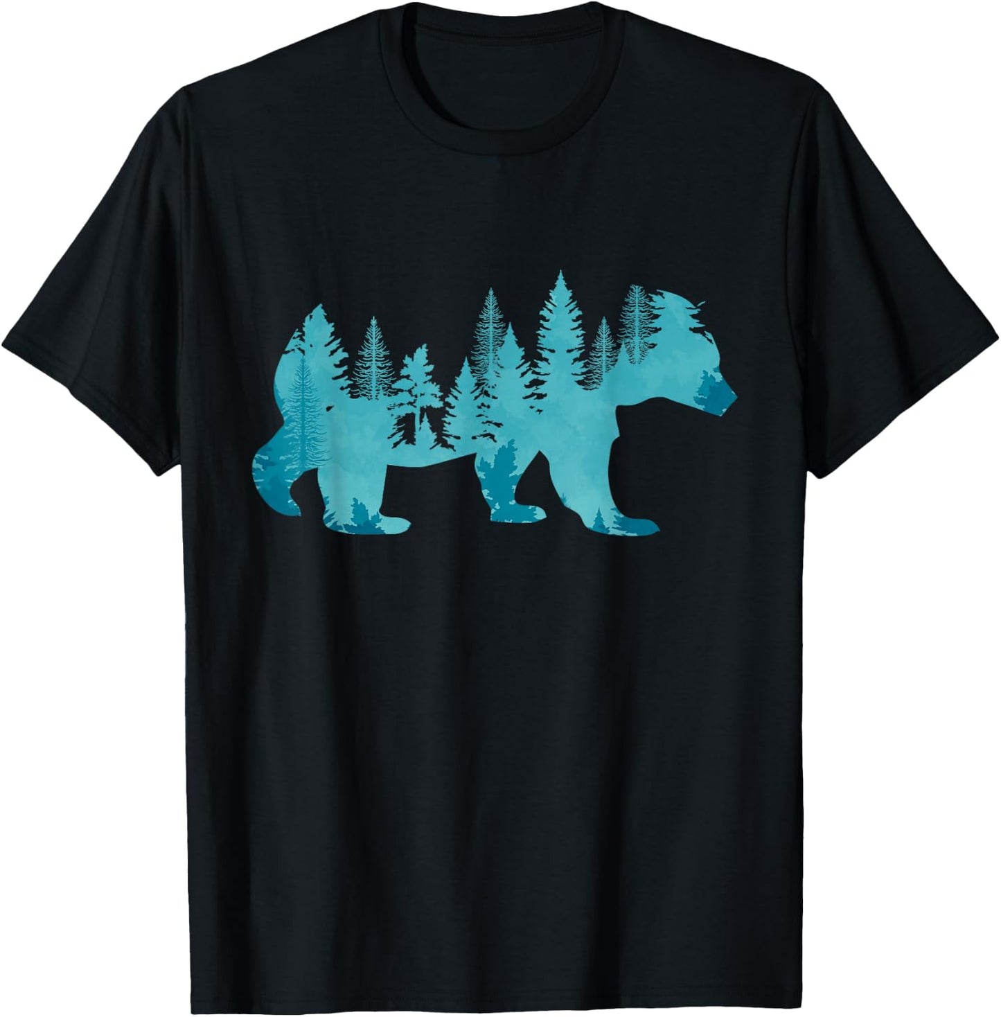 Nature Forest Mountains Trees Wildlife Animal Brown Bear Small T-Shirt - T-Shirt | Black