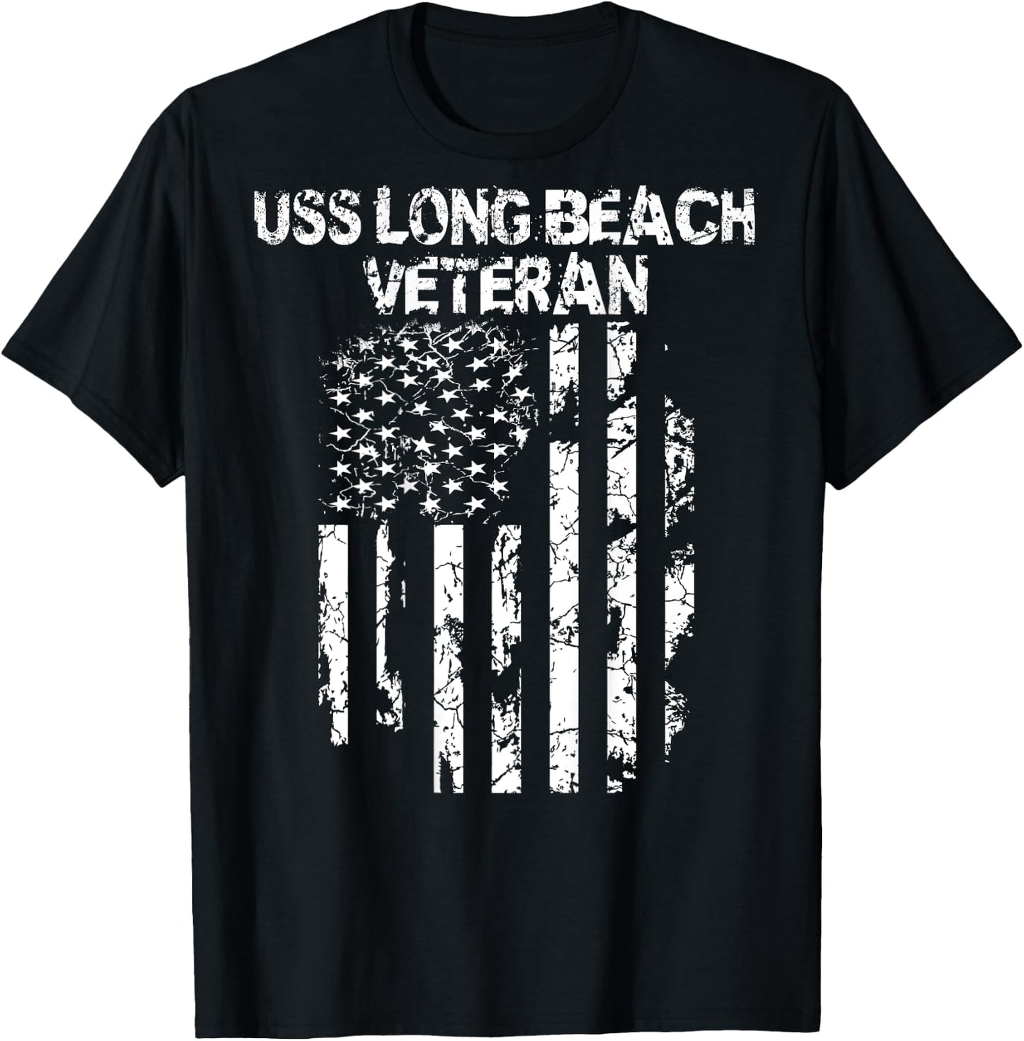 USS Long Beach Military Men Women T-Shirt - T-Shirt | Black