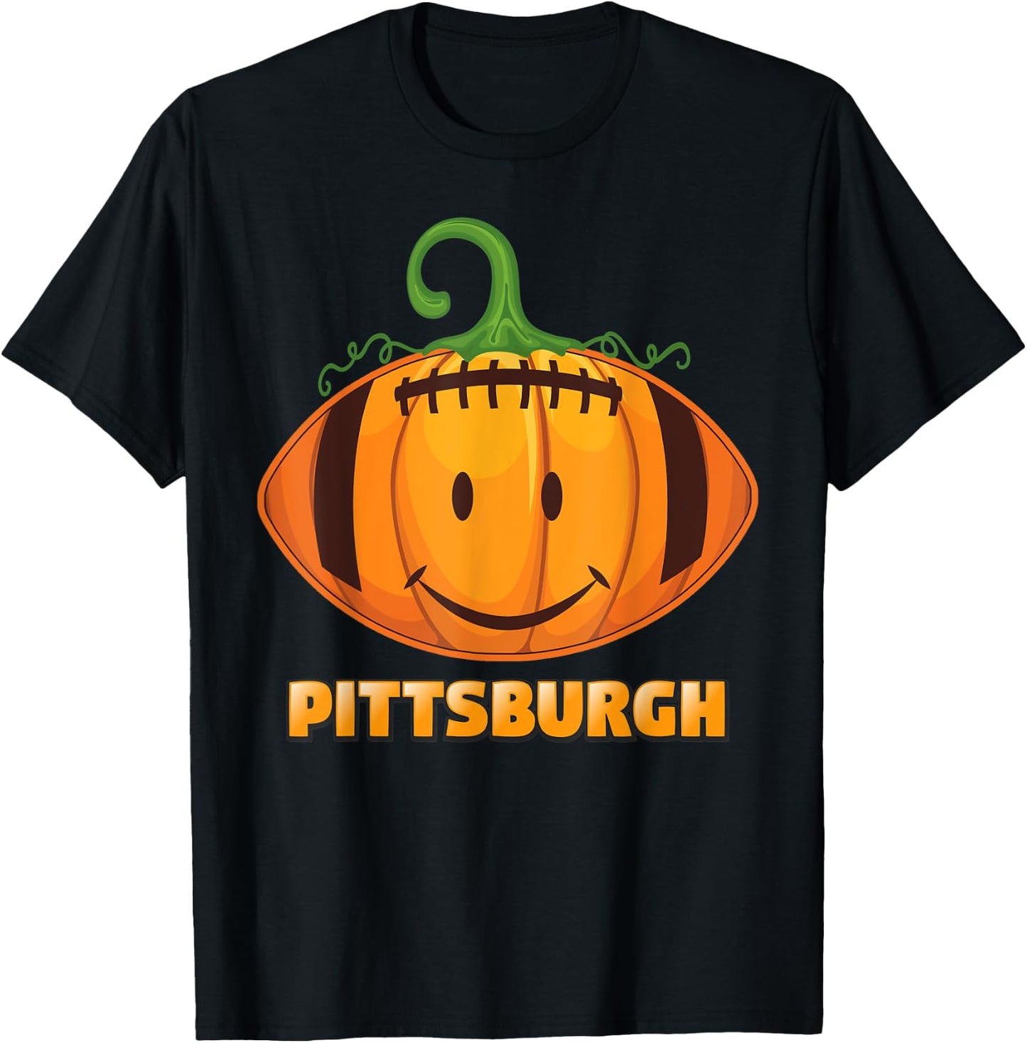 Pumpkin Halloween Costume Pittsburgh Football Cool Face T-Shirt - T-Shirt | Black